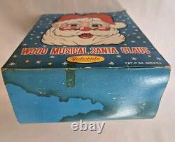 Rare Vintage Yuletide Musical Wood Santa Claus With Original Box See Pictures