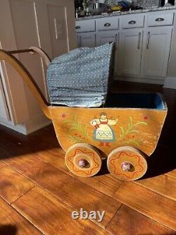 Scandia Doll Carriage WithMusic Box-Young Things Toys Pasadena CA 1930-40's- Rare