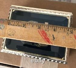 Schmid Music Box Japan Glass See-Thru Filigree Silvertone Metal Vintage Original