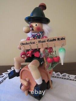 Steinbach Nutcracker S829 BEER BARREL RIDER SMOKER AND Music Box ORIG BOX, TAG