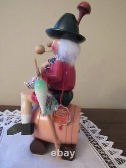 Steinbach Nutcracker S829 BEER BARREL RIDER SMOKER AND Music Box ORIG BOX, TAG