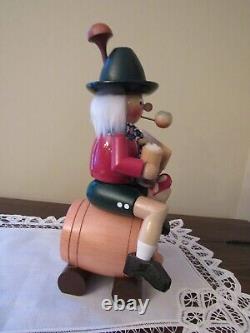 Steinbach Nutcracker S829 BEER BARREL RIDER SMOKER AND Music Box ORIG BOX, TAG