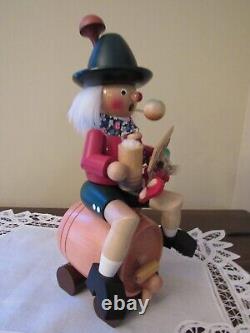 Steinbach Nutcracker S829 BEER BARREL RIDER SMOKER AND Music Box ORIG BOX, TAG