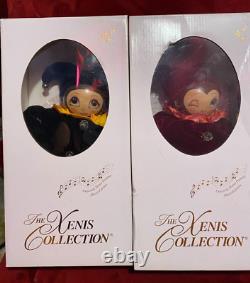 The Xenis Collection Set of Two (2) Jester Musical Wooden Dolls Mint Condition