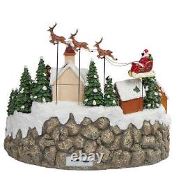 USEDOPEN BOX Snowy Holiday Village Centerpiece with Lights and Music