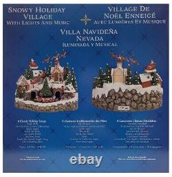 USEDOPEN BOX Snowy Holiday Village Centerpiece with Lights and Music