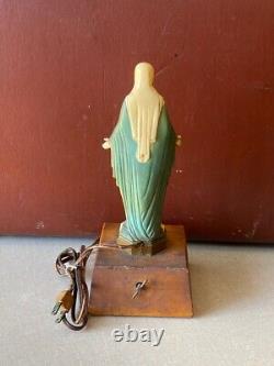 VINTAGE Virgin Mary Light Music Box Jewelry or Rosary Box Kitsch 1950s Creep