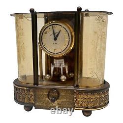 Vintage 1950's SCHMID German Brass Music Box Mid Century 8 Day Deco Mantel Clock