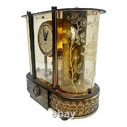 Vintage 1950's SCHMID German Brass Music Box Mid Century 8 Day Deco Mantel Clock