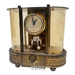 Vintage 1950's SCHMID German Brass Music Box Mid Century 8 Day Deco Mantel Clock