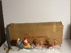 Vintage 1950s Paramount Mechanical Santa, Reindeer Plays Jingle Bells withBox #477