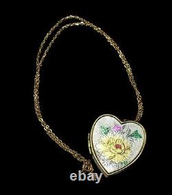 Vintage 60s Japanese Clover Music Box Locket Necklace