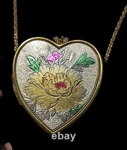 Vintage 60s Japanese Clover Music Box Locket Necklace