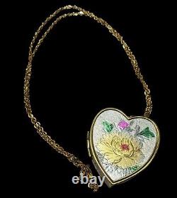 Vintage 60s Japanese Clover Music Box Locket Necklace