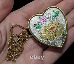 Vintage 60s Japanese Clover Music Box Locket Necklace