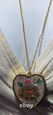 Vintage 60s Japanese Clover Music Box Locket Necklace