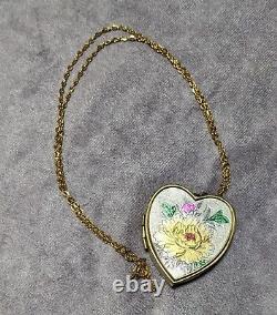 Vintage 60s Japanese Clover Music Box Locket Necklace