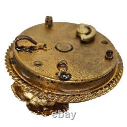 Vintage Austria Music Box Brooch Rhinestone Rose Pin Pendant Necklace Works