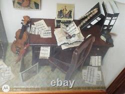 Vintage Diorama Bethoven Miniature Music Room Box Room, Ooak, Rare Find