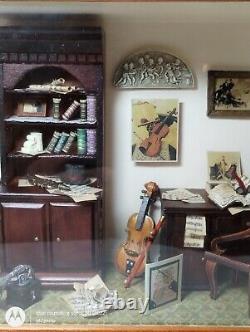 Vintage Diorama Miniature Room Shadow Box Music Composer Room, Ooak, Beautiful