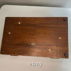 Vintage Equestrian Lacquer Finish Inlaid Wood Horse Music Storage Box Free Ship