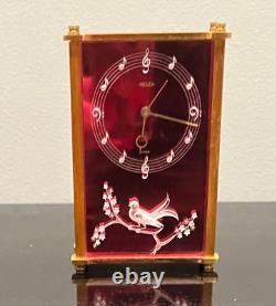 Vintage Jaeger- Le Coultre 8 Day Musical Alarm Clock -Rose Mirrored Music Box