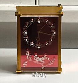 Vintage Jaeger- Le Coultre 8 Day Musical Alarm Clock -Rose Mirrored Music Box