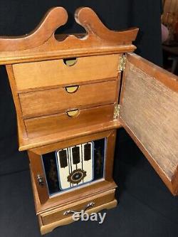 Vintage Jewelry Music Box Armoire Grandfather Clock Design Original