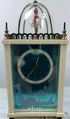 Vintage MID Century Dancing Ballerina Music Box German Alarm Clock Wiener Works