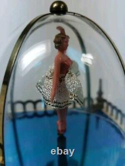 Vintage MID Century Dancing Ballerina Music Box German Alarm Clock Wiener Works