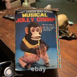 Vintage Musical Jolly Chimp With Original Box Cymbals Work If You Press On Head