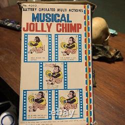 Vintage Musical Jolly Chimp With Original Box Cymbals Work If You Press On Head