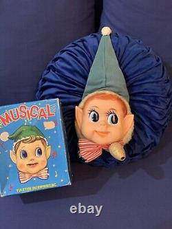 Vintage RARE Pull String Musical Elf Wall Hanging Japan Jingle Bells With Box