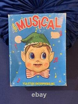 Vintage RARE Pull String Musical Elf Wall Hanging Japan Jingle Bells With Box