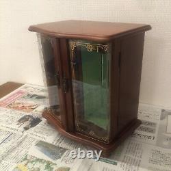 Vintage Showa Era Wooden Jewelry Box with Music Box 9.1× 6.2× 10.6in From Japan