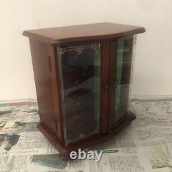 Vintage Showa Era Wooden Jewelry Box with Music Box 9.1× 6.2× 10.6in From Japan