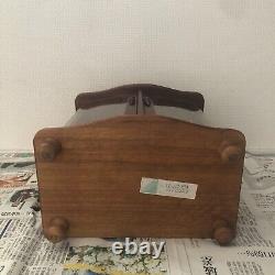 Vintage Showa Era Wooden Jewelry Box with Music Box 9.1× 6.2× 10.6in From Japan