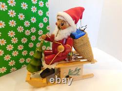 Vintage Steinbach Germany Santa Sled Christmas Music Box With Orig Box