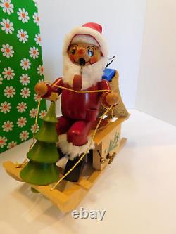 Vintage Steinbach Germany Santa Sled Christmas Music Box With Orig Box