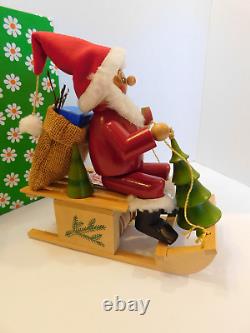 Vintage Steinbach Germany Santa Sled Christmas Music Box With Orig Box