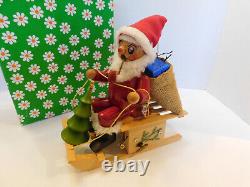 Vintage Steinbach Germany Santa Sled Christmas Music Box With Orig Box