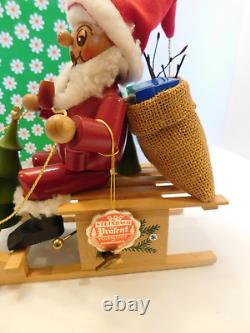 Vintage Steinbach Germany Santa Sled Christmas Music Box With Orig Box