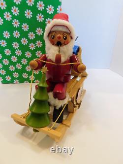 Vintage Steinbach Germany Santa Sled Christmas Music Box With Orig Box