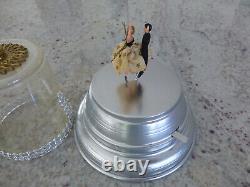 Vintage Swiss Dancing Couple Ballerina Music Box Automaton Metal Powder Case