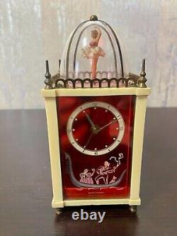 Vintage Swiss Movement Made in Germany Dancing Ballerina Music Box Alarm Clock