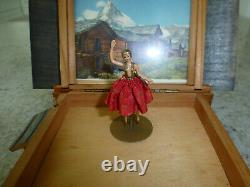 Vintage Swiss Wooden House Reuge Dancing Ballerina Music Box (watch The Video)