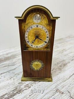 Vintage Swiza Reuge Music Box Miniature Grandfather Tempus Fugit Alarm Clock F/S