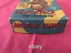 Vintage Wind-up Working Musical Chimp with Brass Cymbals-Original Box-Japan