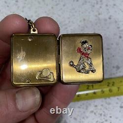 Vtg LADOR Gold Miniature Music Box Bracelet Poodle Dog WORKS ORIGINAL