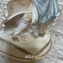 Vtg Lenwile Ardalt orig. Porcelain lady Playing Piano- Light- Music Box- Rare